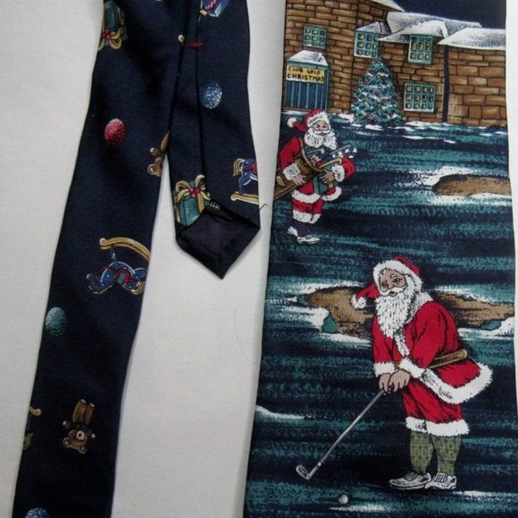 Vintage Stafford Golf Christmas Santa Tie Silk Golfer Holiday - Picture 1 of 4